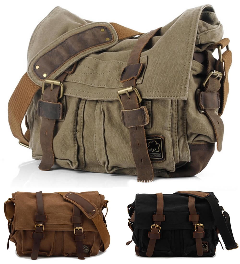 S.C. Cotton Vintage Men's Women's Unisex Canvas and Leather Satchel, Messenger Bag, Shoulder Bag, Backpack, I am Legend Bag, School Bag, College Bag, DSLR Camera Bag