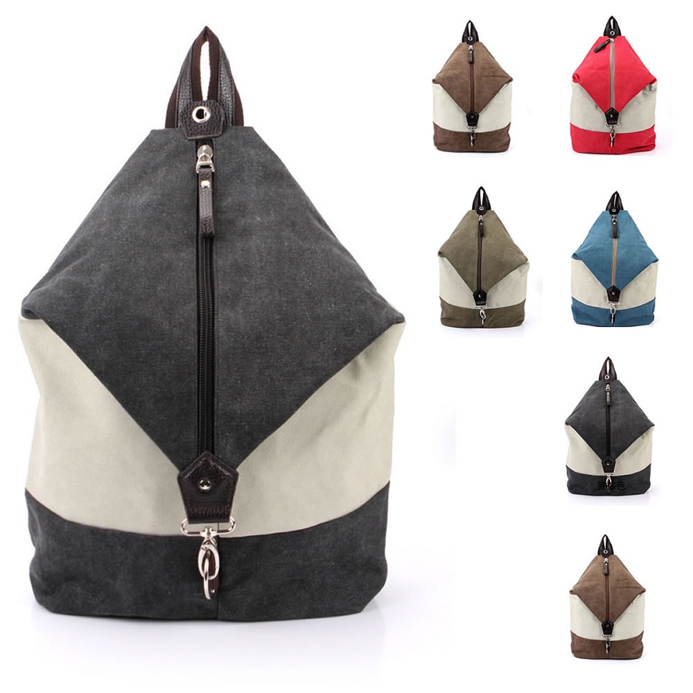 NEW Men's Women's Vintage Retro Canvas Backpack Rucksack School Laptop Duffle Shoulder Bag