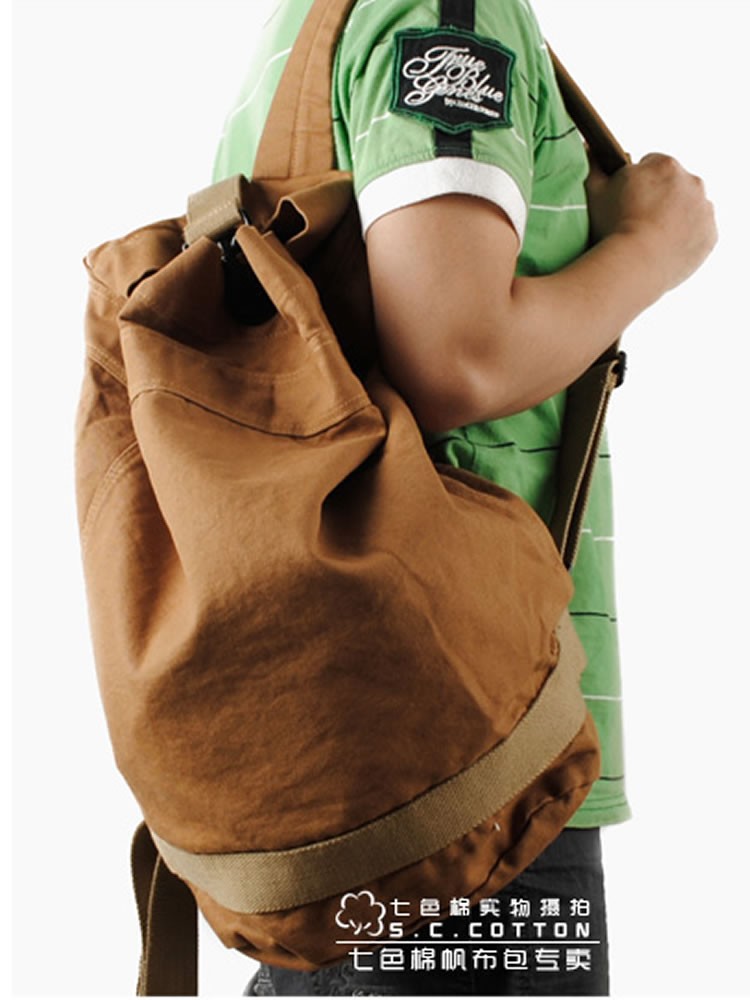 NEW Brown Khaki Vintage Retro Canvas Backpack Rucksack School Laptop Duffle Bag Holdall