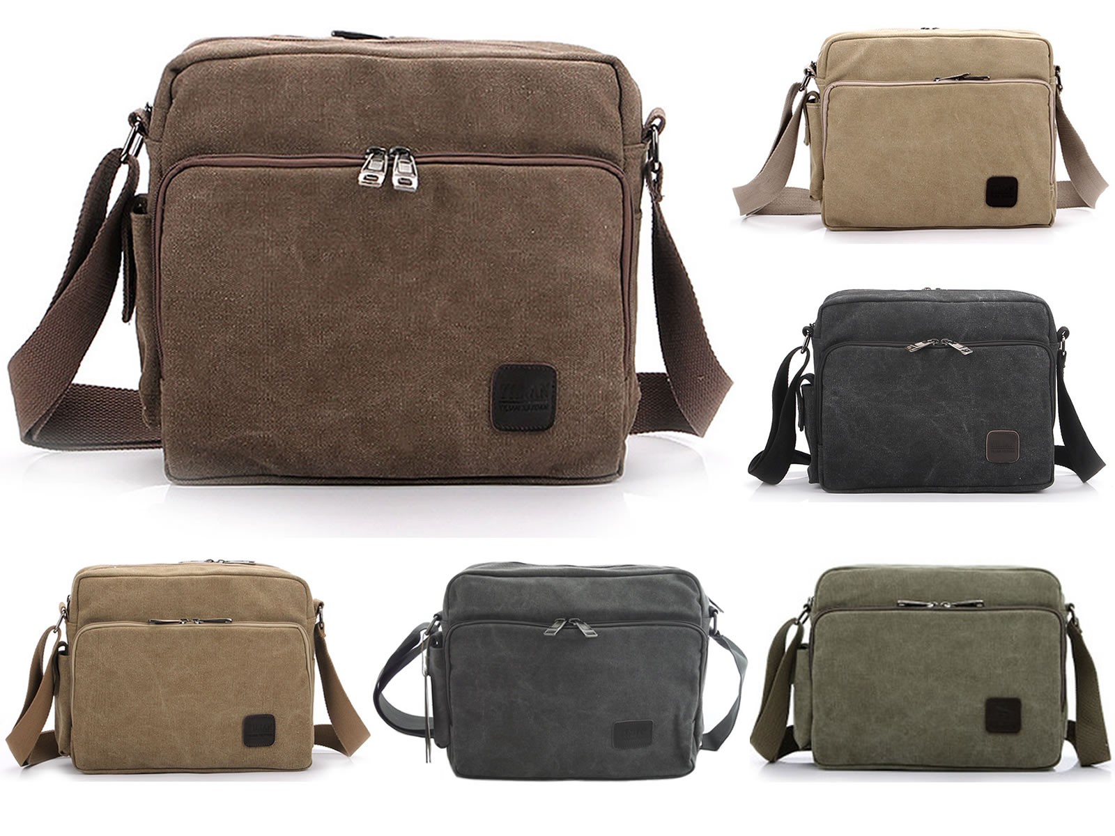 Unisex Canvas and Leather Satchel / Messenger Bag