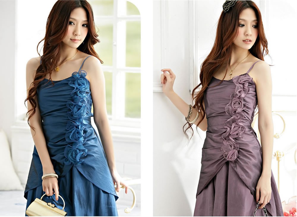 Knee Length Satin Sleeveless Strappy Evening Dress, Bridesmaid Dress, Party Dress, Prom Dress