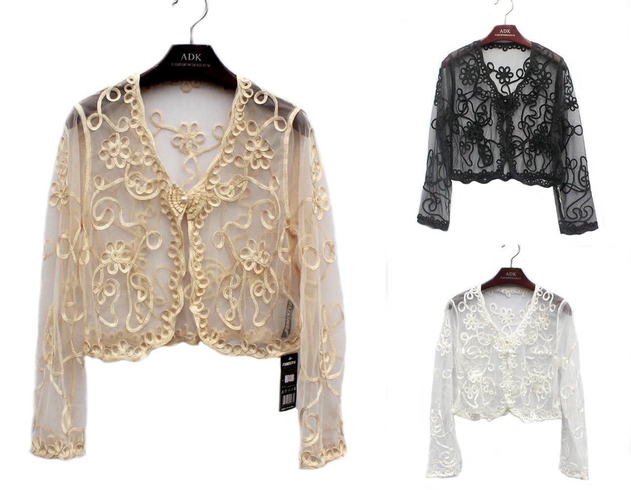UK Lace Mesh Gauze Bolero Shrug Waistcoat Cardigan Jacket Top Shawl Wrap Wedding