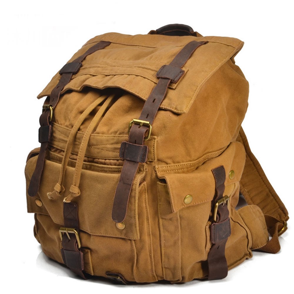 Vintage Retro Style Canvas & Leather Camera DSLR Backpack Rucksack School Laptop Duffle Bag