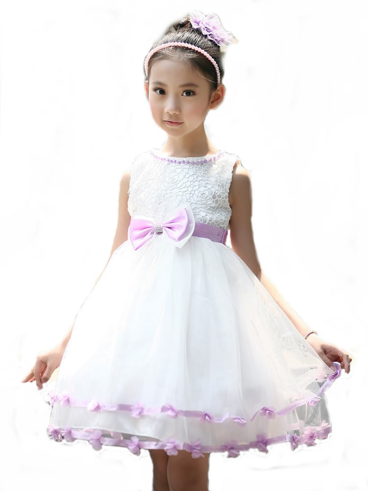 Girls Kids White and Purple Flower Formal Wedding Bridesmaid Party Christening Communion Occasion Prom Dress Ages 3 4 5 6 7 8 9 10 Years