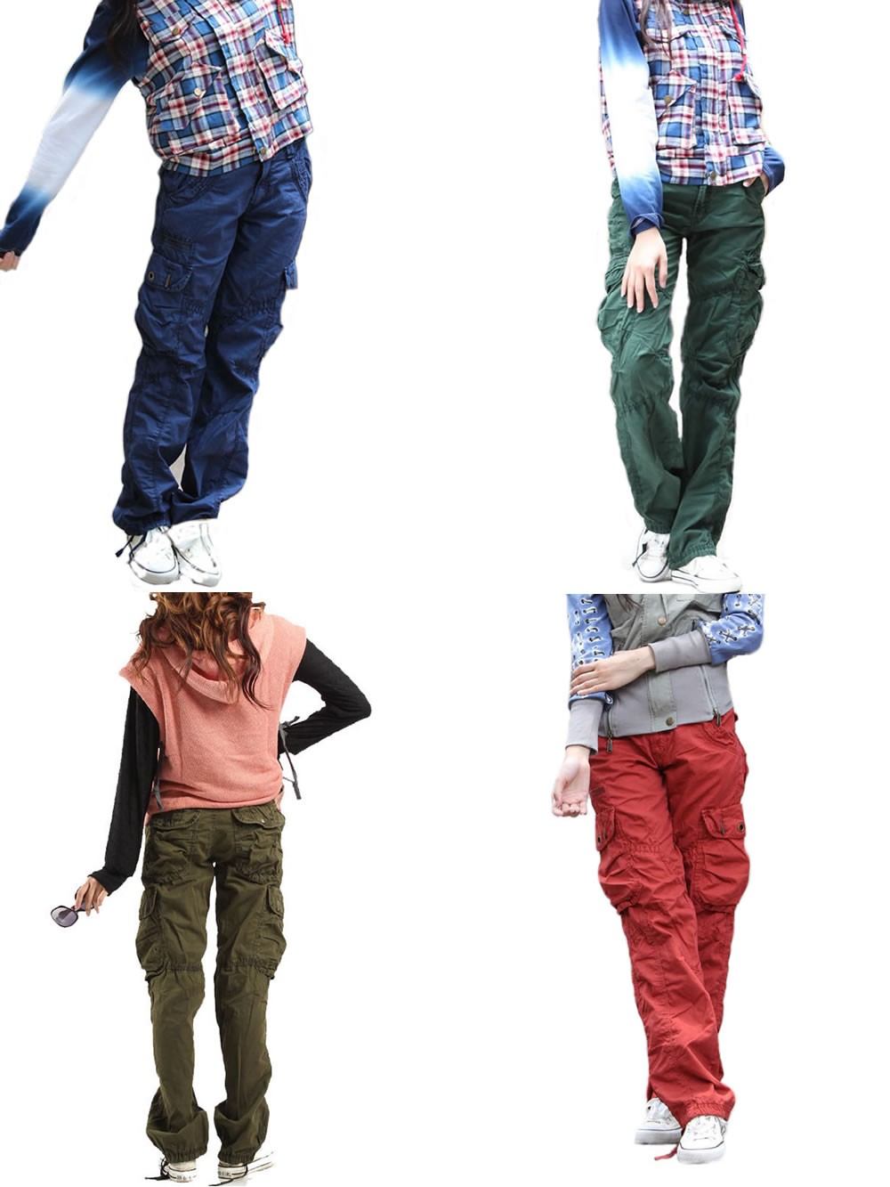 NEW Womens Combat Cargo Pants Casual Baggy Loose Dance Work Hip Hop Trousers UK