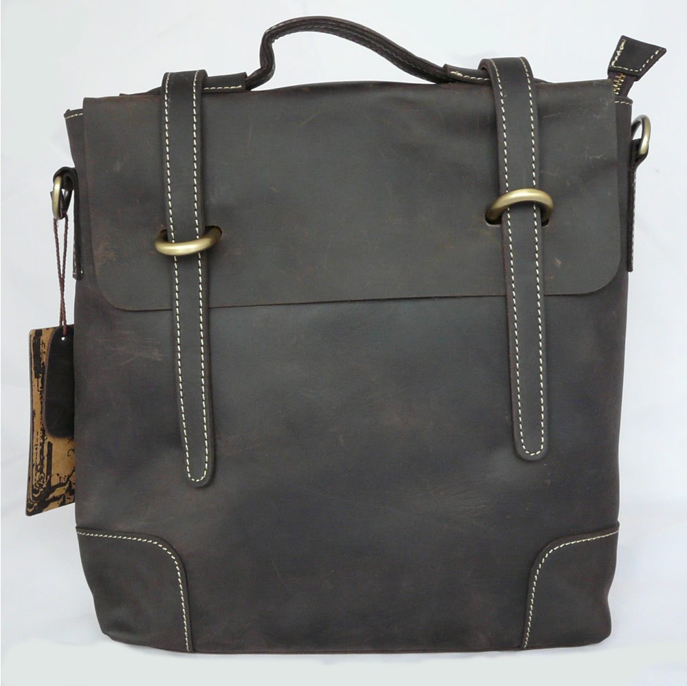NEW High Quality Genuine Leather Mens Dark Brown Briefcase, Messenger Bag Laptop Bag