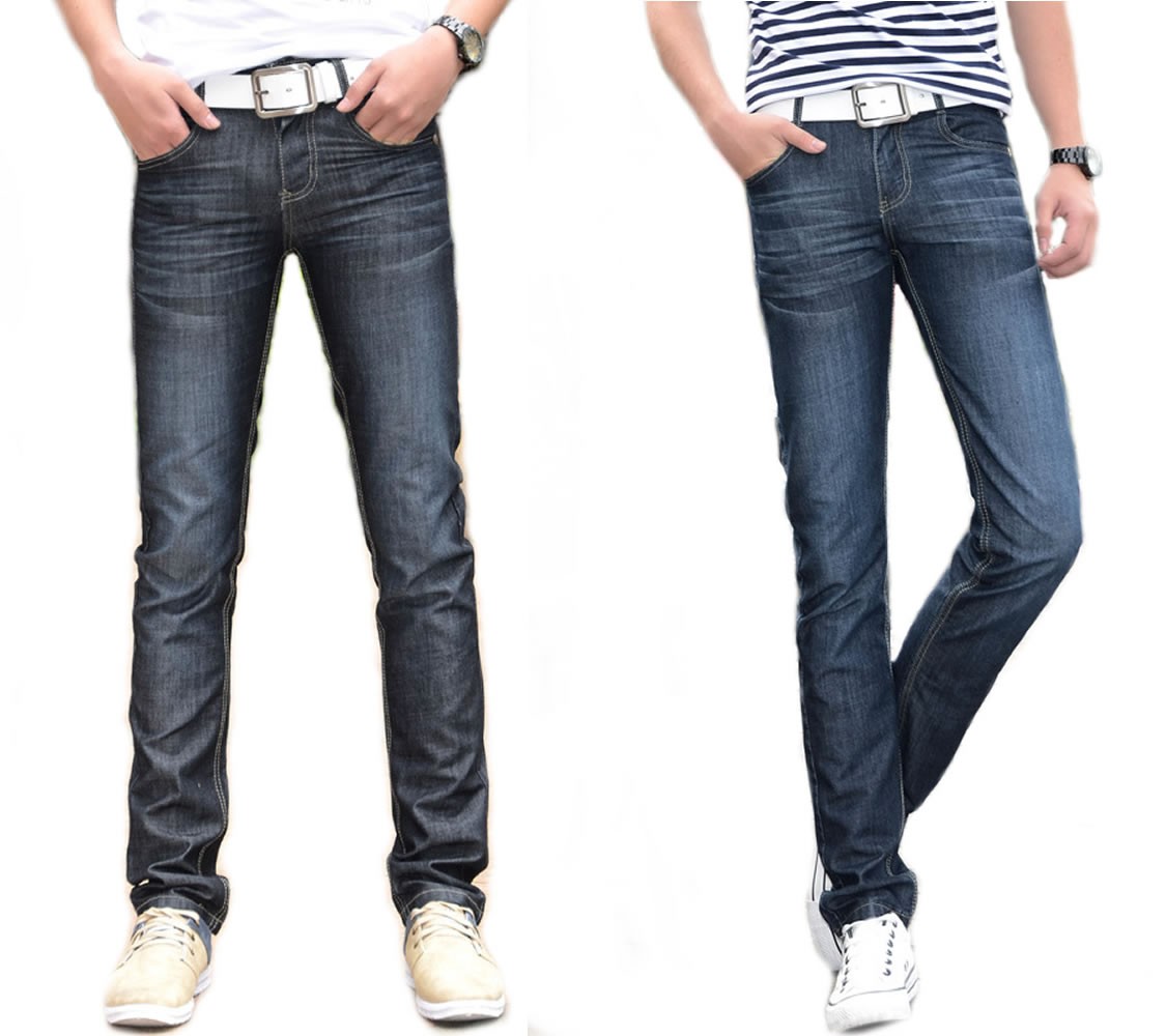 NEW Mens Black Blue Skinny Slim Fit Stonewash Jeans Punk Denim Trousers Pants UK