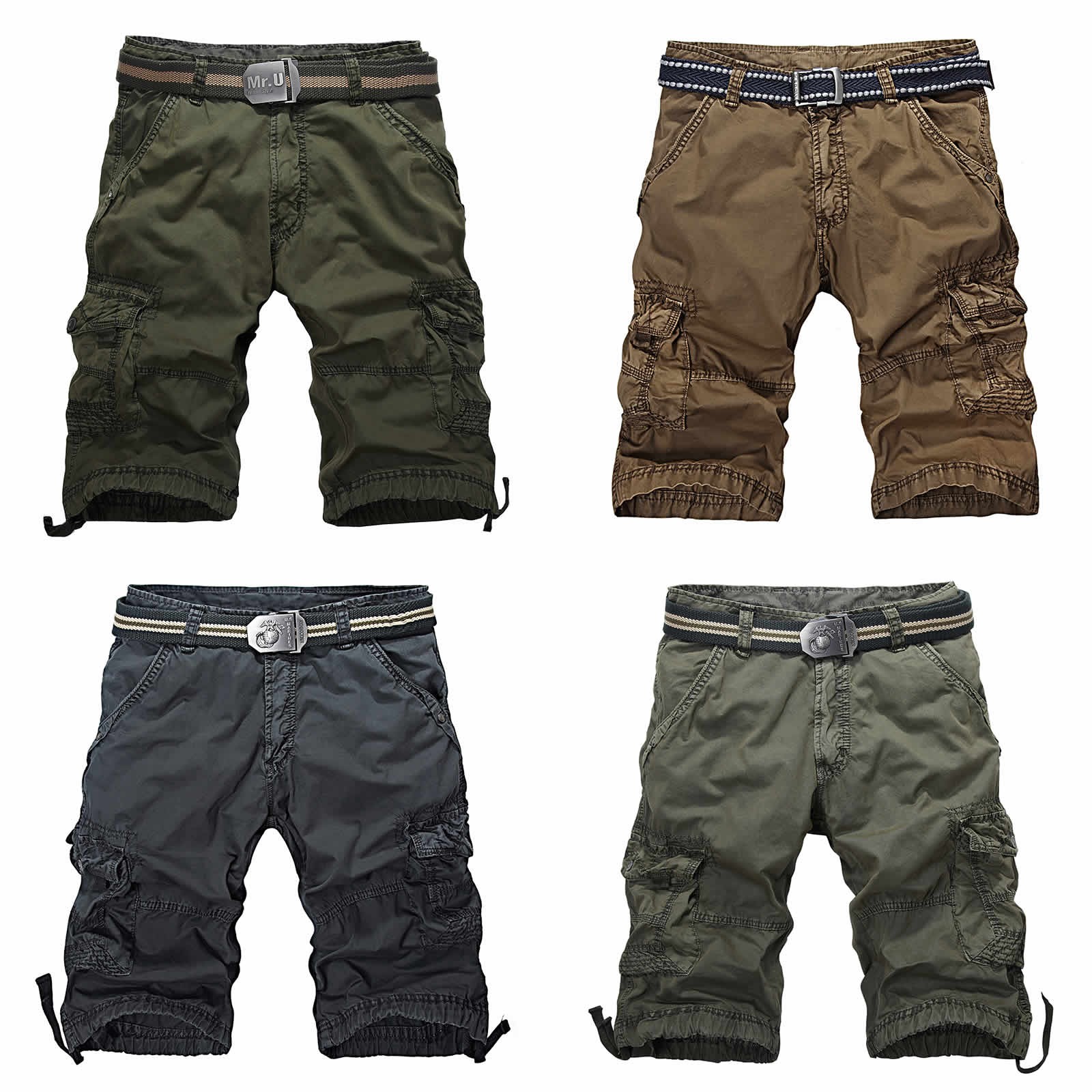 NEW 100% Cotton Mens Vintage Military Army Camouflage Cargo Combat Shorts Pants Short Trousers