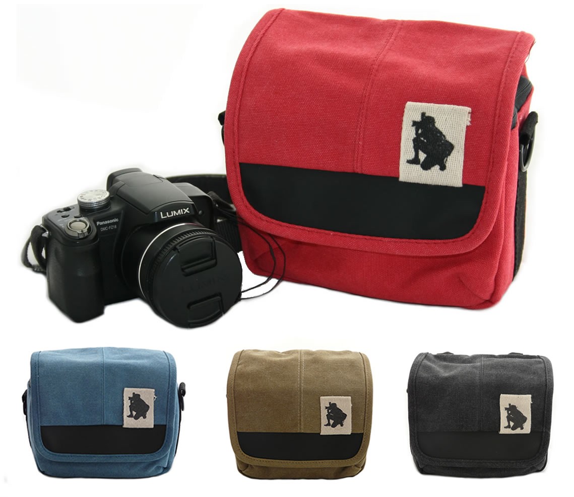New Canvas DSLR / Bridge / Super Zoom Camera Case Bag Satchel with Shoulder Strap Universal for Canon, Sony, Panasonic, Nikon Black, Blue, Khaki, Red