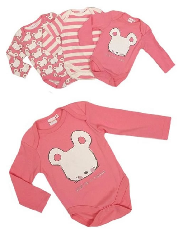 3 Pack 100% Cotton Pink Baby Girl Bodysuit Romper Babygrow Baby Grow Playsuit