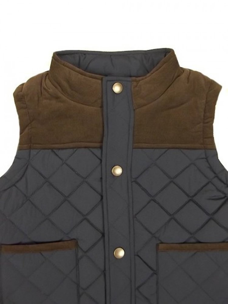 NWOT M&S Boys Kids Navy Blue & Brown Gilet Bodywarmer Coat with Cord Trim