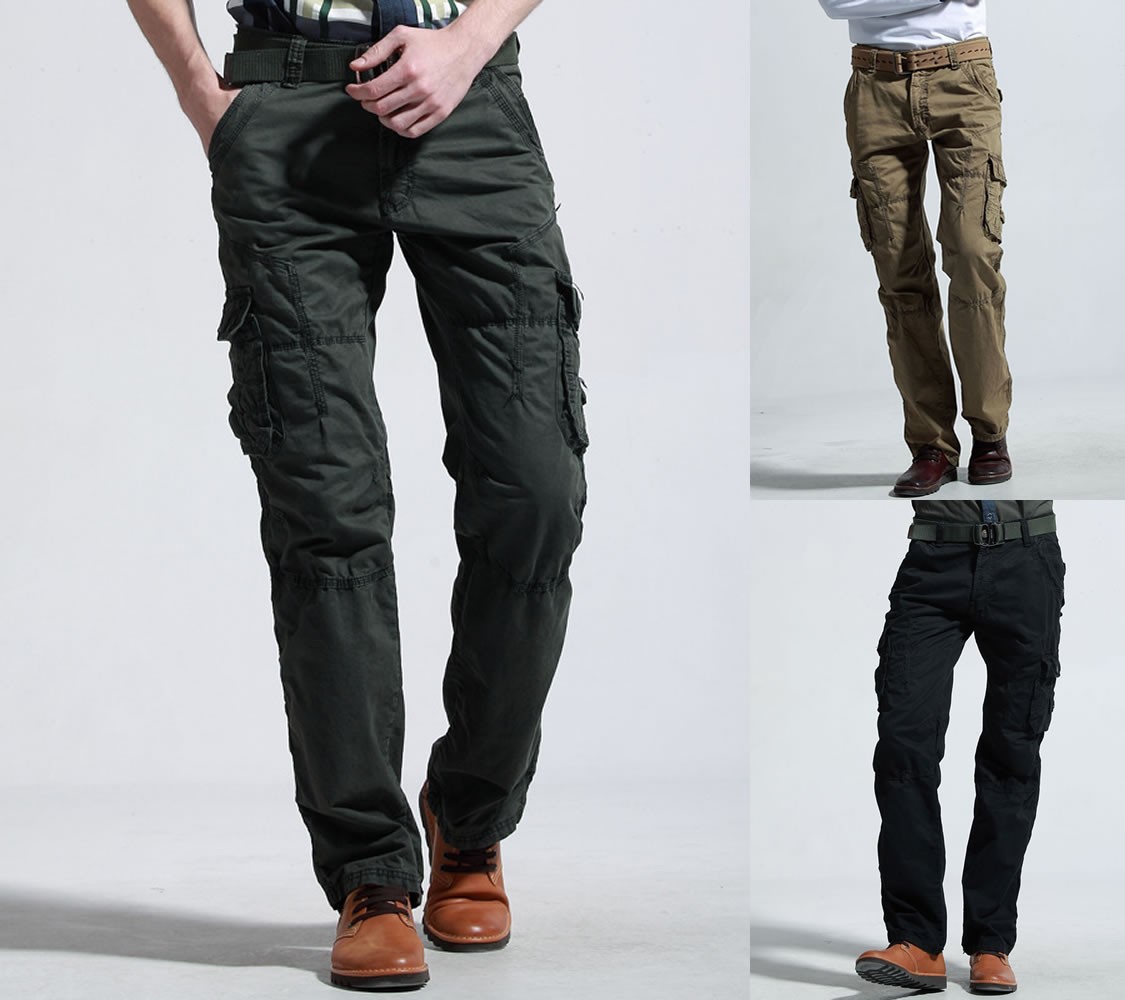 NEW 100% Cotton Mens Vintage Military Army Camouflage Cargo Combat Trousers Pants