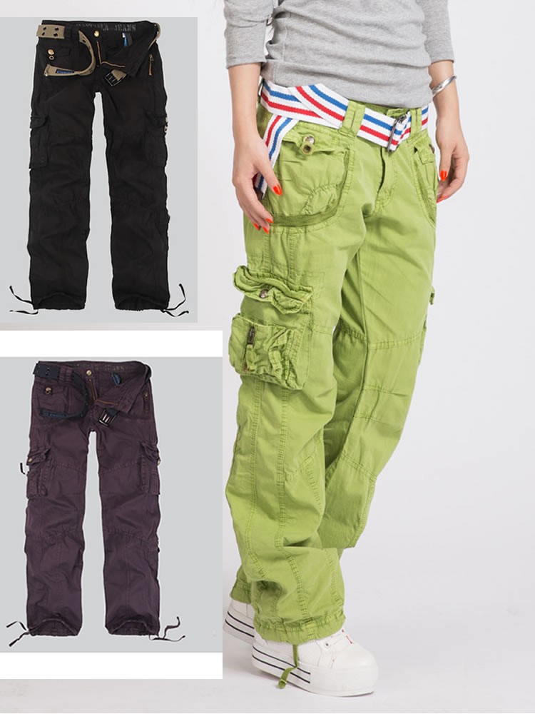 NEW Womens Girls Army Combat Cargo Pants Casual Baggy Loose Multi-Pocket Trousers Hip Hop work Dance Pants