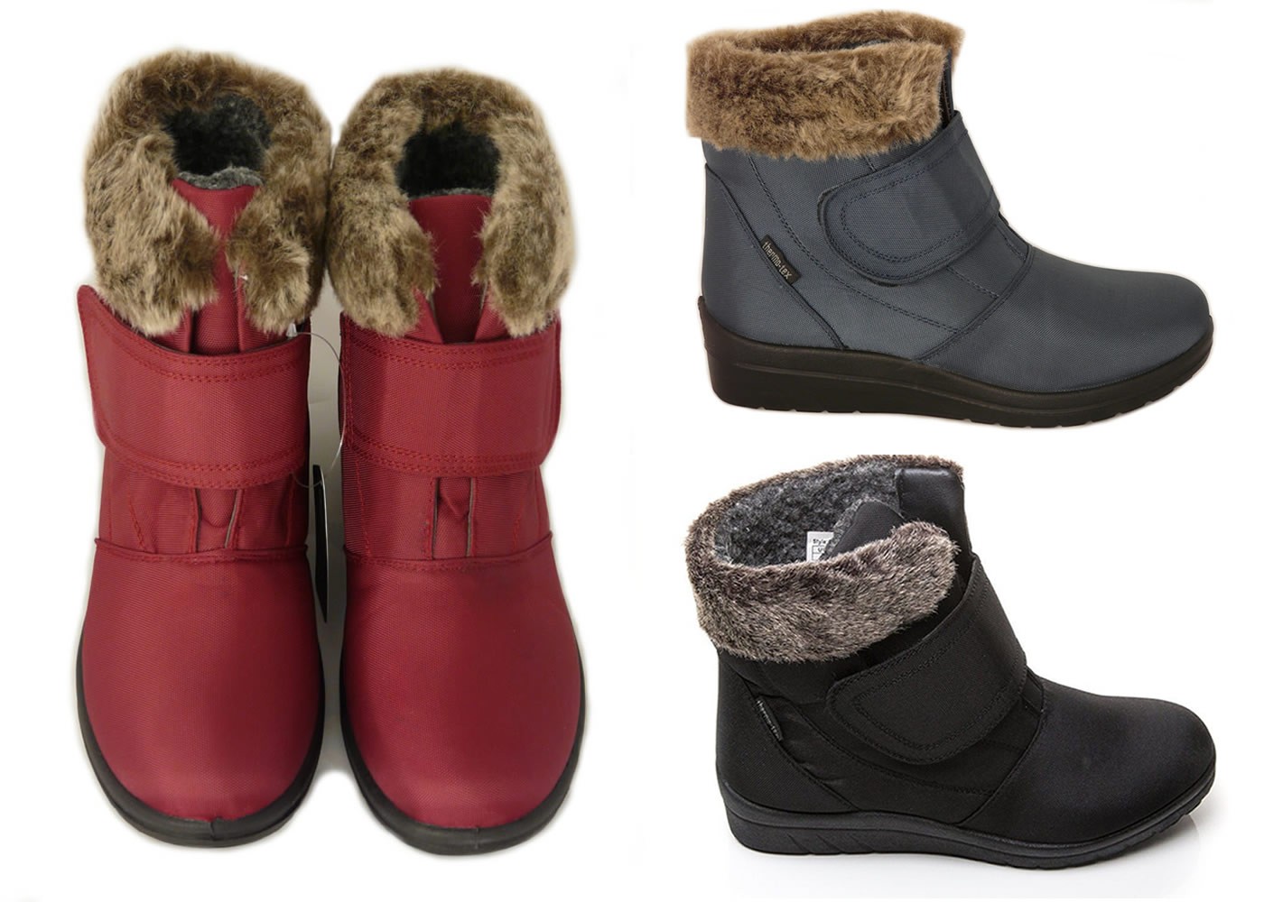 Cushion Walk Thermo-Tex Fur Lined Womens Snow Boots Ladies Snug Warm Fashion Ankle Boots Size 3-8