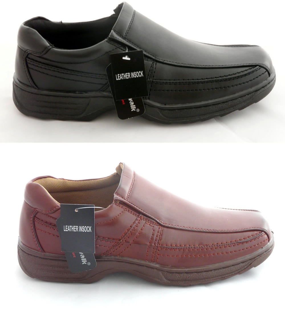 Cushion Walk Mens Leather-Lined Lightweight Formal Work Comfort Slip-on Shoes