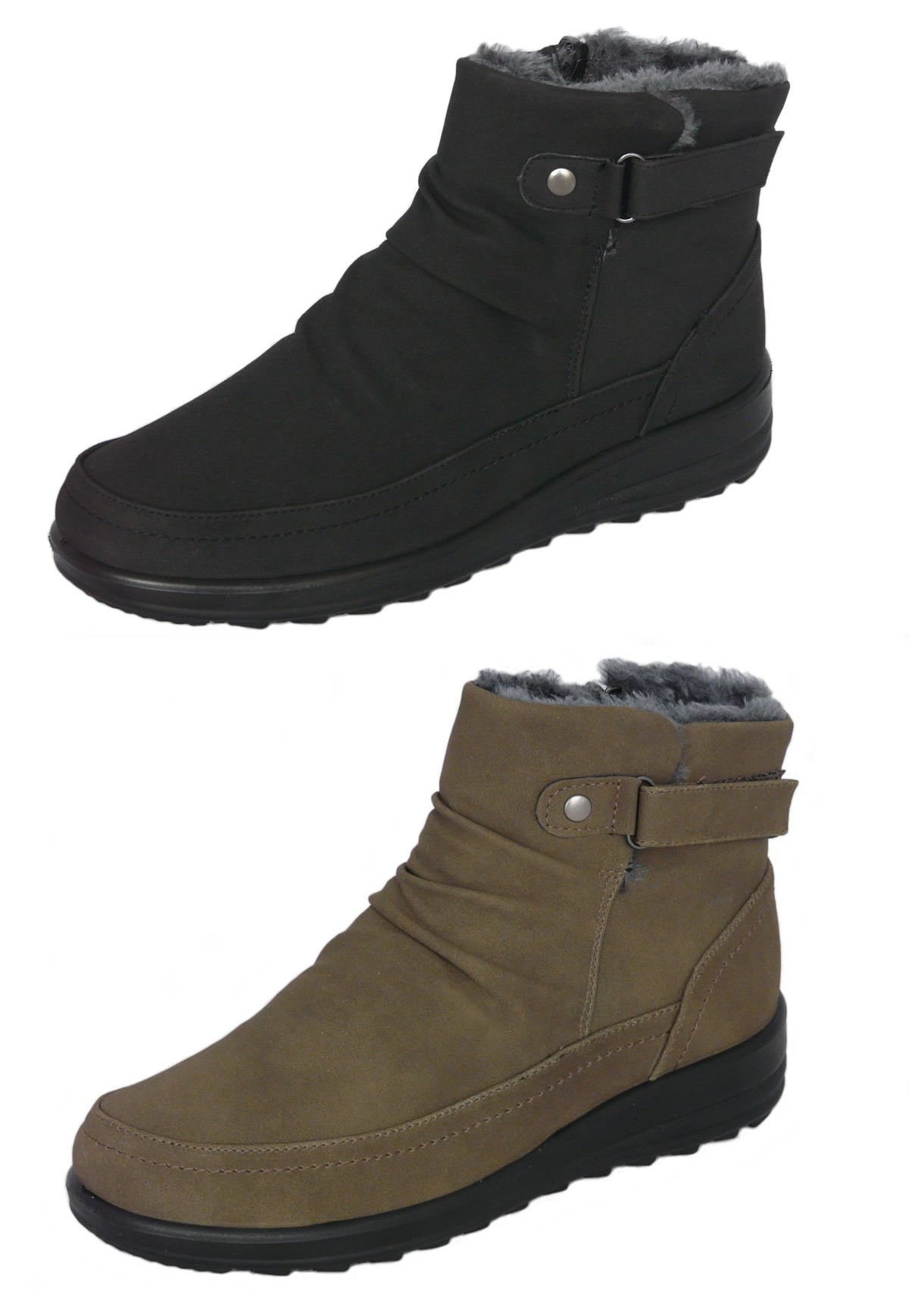 Women's Faux Suede Fur Lined Boots Ladies Snug Warm Fashion Ankle Boots Size 3-8