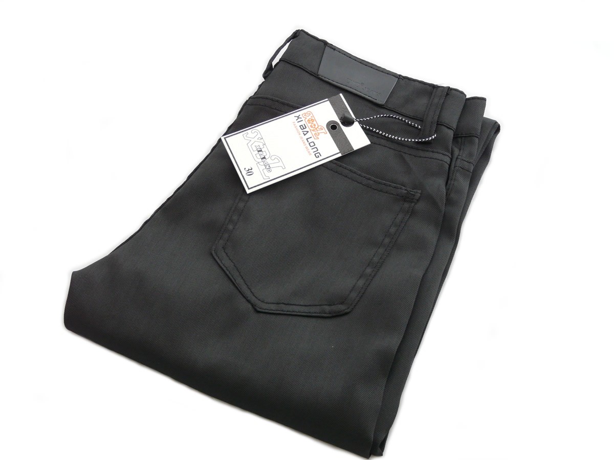 Men's Jeans Style Black Slim Skinny Fit Stretch Polyester Trousers