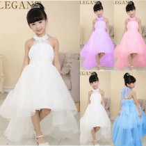 Girls Kids Long, Full Length Flower Formal Wedding Bridesmaid Party Christening Occasion Prom Tulle Dress Ages 1 2 3 4 5 6 7 8 9 10