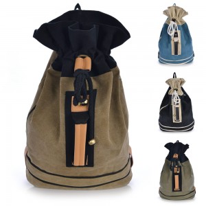 Vintage Retro Style Canvas & Faux Leather Backpack Rucksack School Laptop Duffle Bag