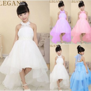 Girls Kids Long, Full Length Flower Formal Wedding Bridesmaid Party Christening Occasion Prom Tulle Dress Ages 1 2 3 4 5 6 7 8 9 10